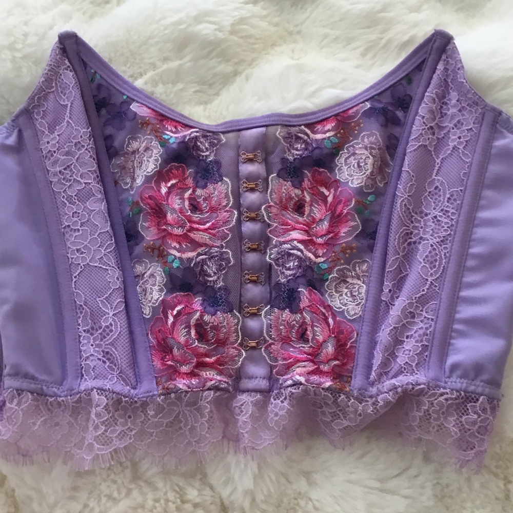 Victoria's Secret Lavender Lace Floral Longline Bralette